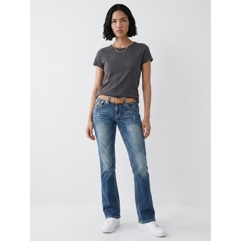 True Religion Jeans RN#112790 Dark Rinse Skinny Distressed Misses Size 26